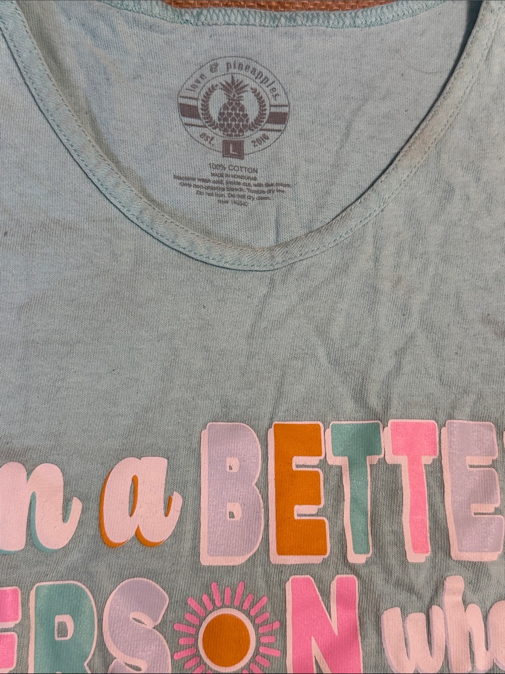 Women’s Light Blue Graphic Tank Top - 'I'm a Better Person' - Picture 2 of 6